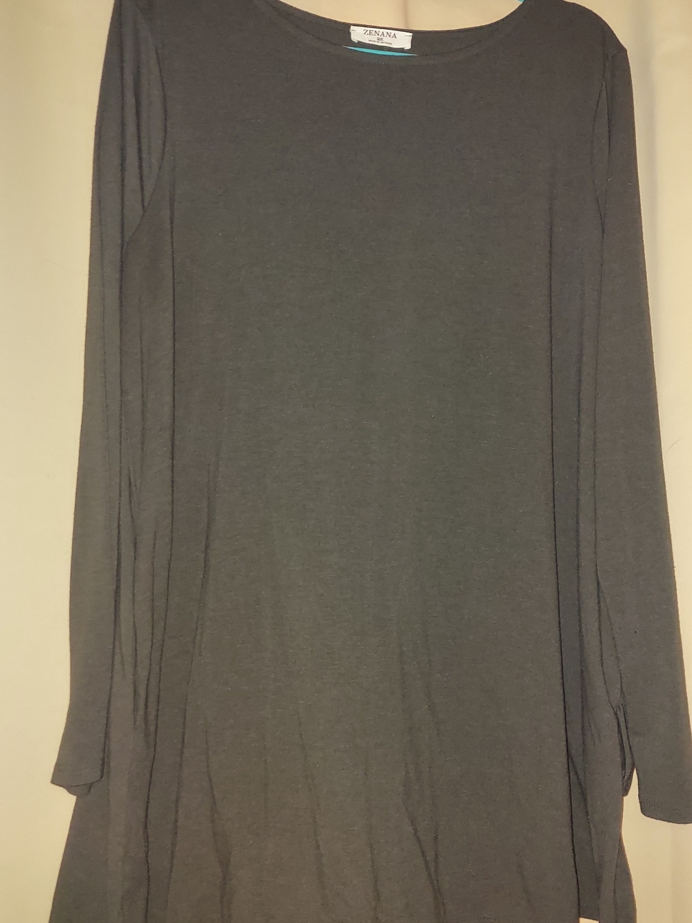 ZENANA Long Sleeve Tunic Top - Dark Gray